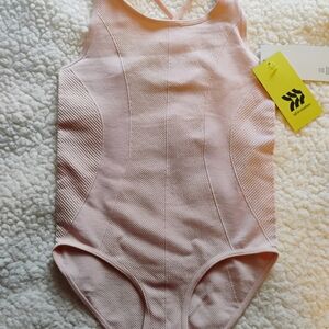 All in Motion Light Pink Textured Girls Seamless Bodysuit Activewear